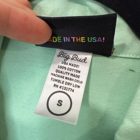 Big Bud Press Work Wear Jacket Bomber Mint Green Small Cotton Full Zip Mechanic - Picture 7 of 7